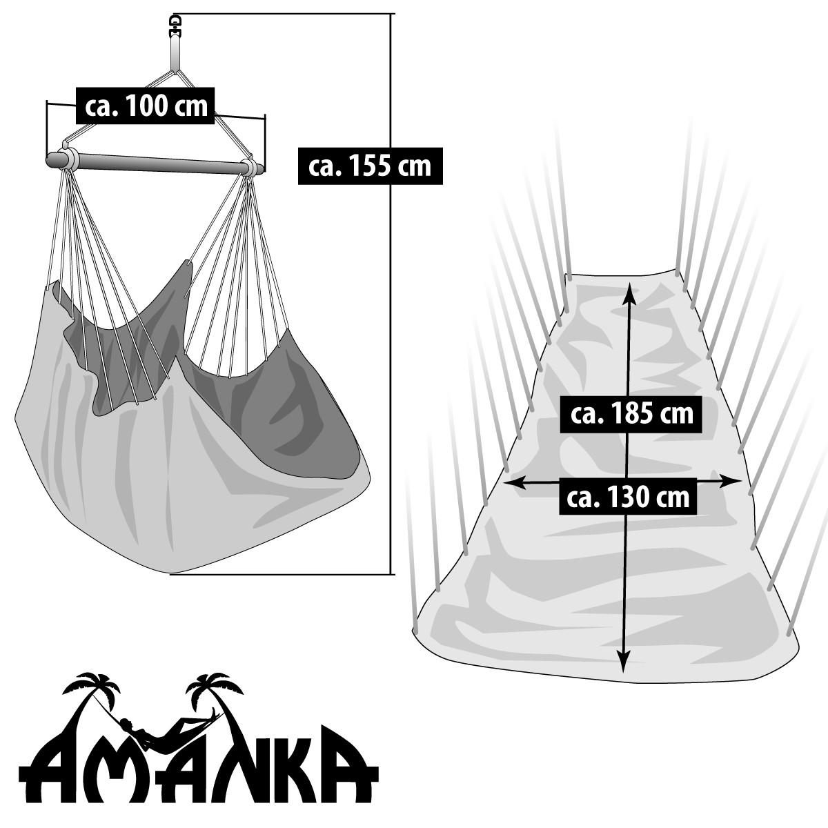 XXL-HÄNGESESSEL bis 150kg, 185/130 cm Multicolor - Multicolor, Textil (130/155/185cm) - Amanka
