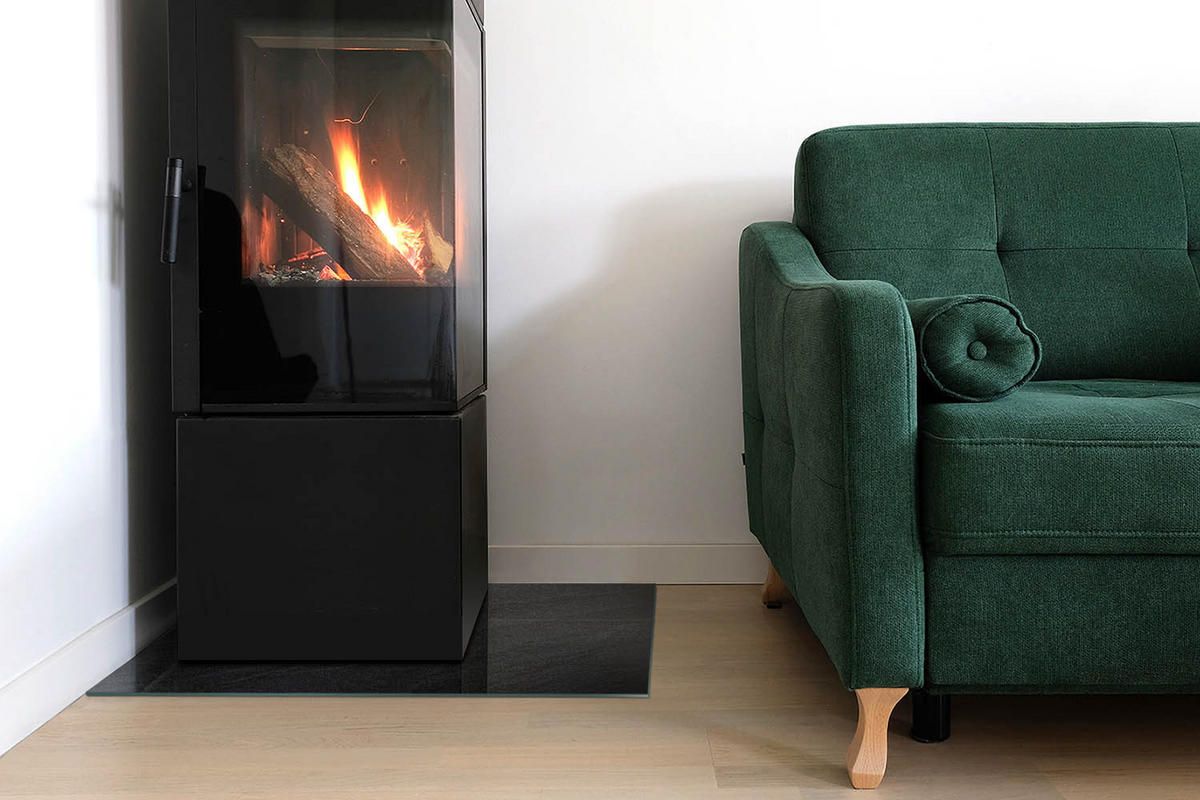 GLASPLATTE für Kamin 60x40 cm Schwarz - Schwarz, Glas (60/40/0.4cm) - ArtPrintCave