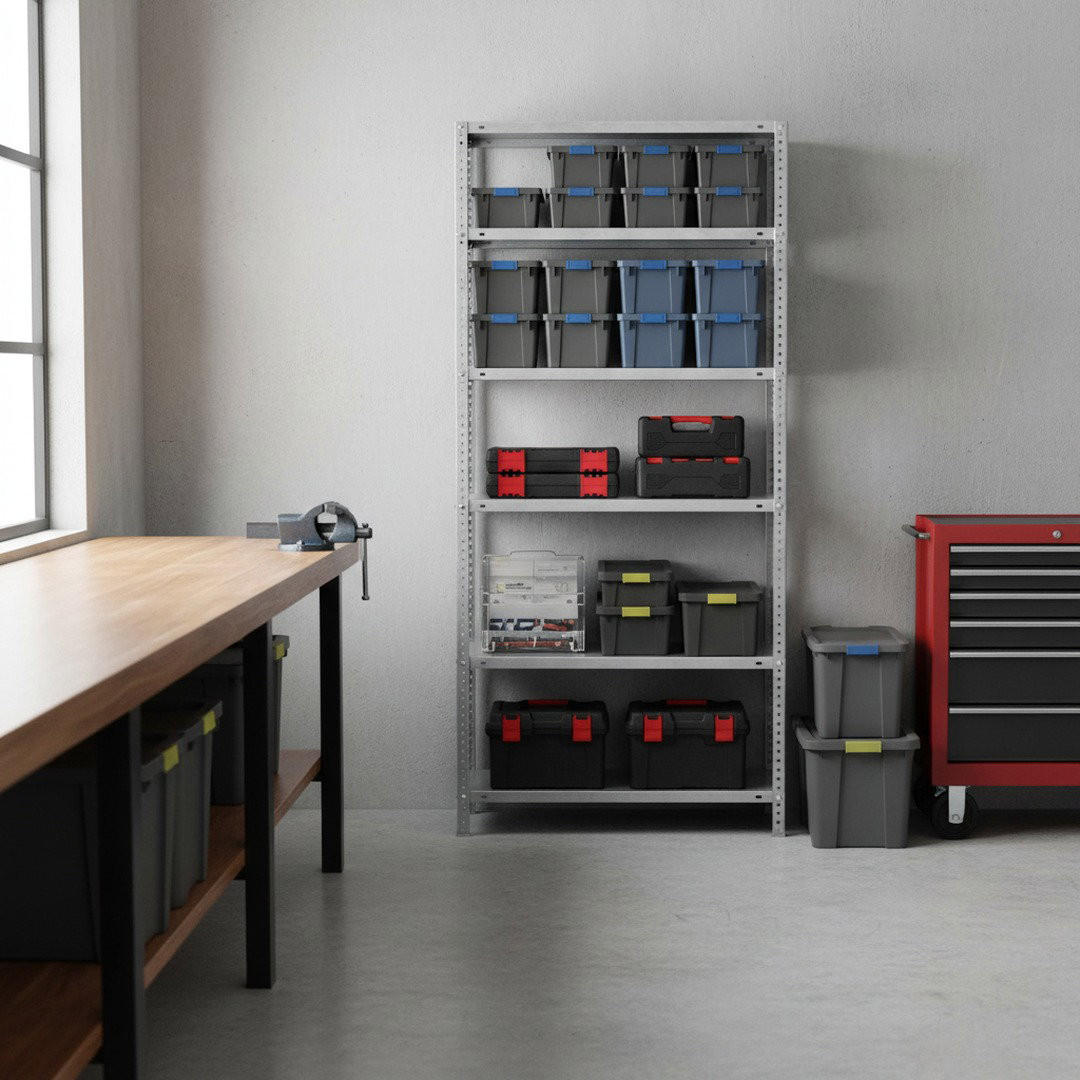 SCHRAUBREGAL PANDA TALL | HxBxT 200x110x50cm | 6 Fachböden | Fachlast 90kg | Weiß - Weiß, Metall (110/200/50cm) - PROREGAL