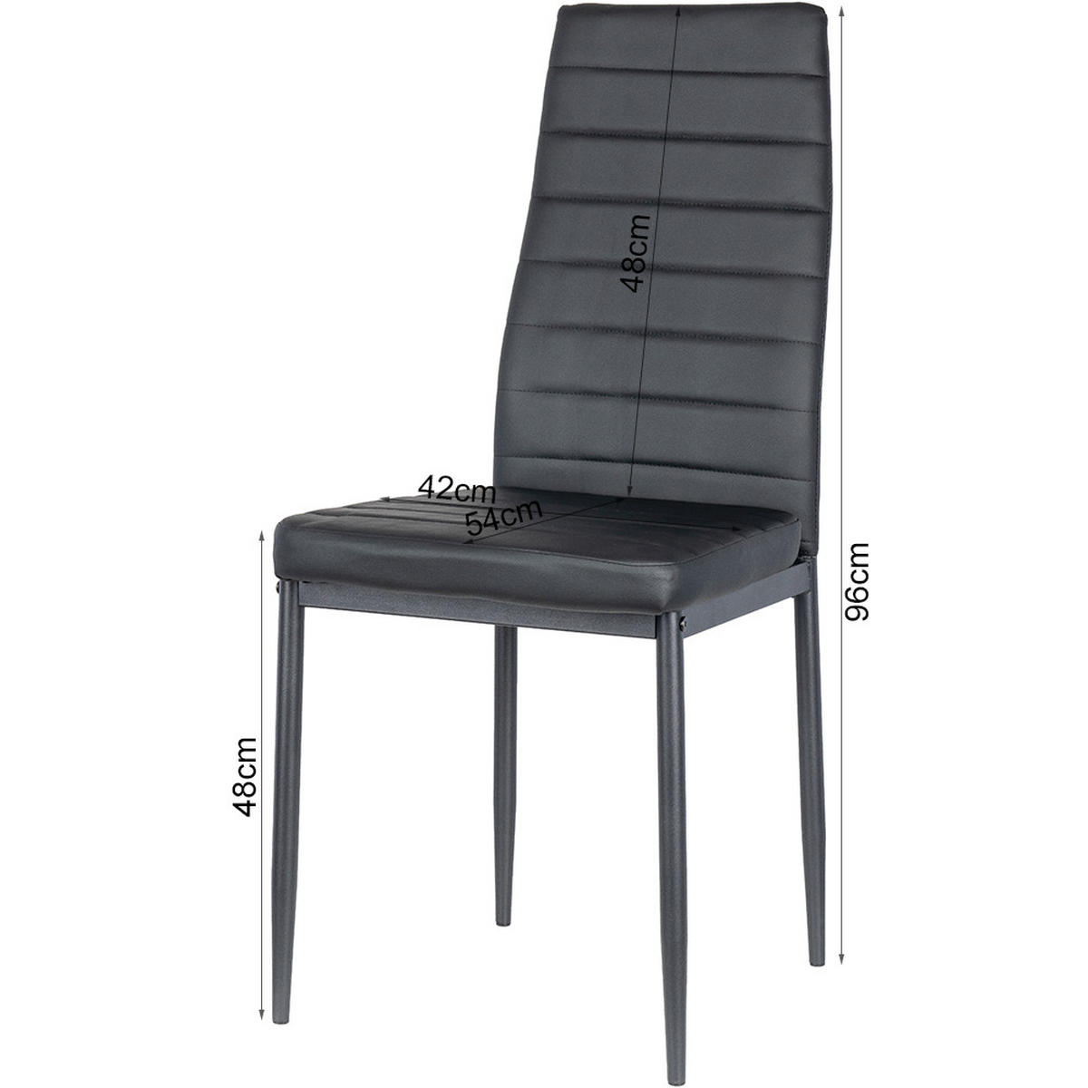 ESSZIMMERSTÜHLE 4er-Set Zyta – Schwarze Kunstlederstühle mit Metallbeinen - Schwarz, Metall (42/96/54cm) - Jana