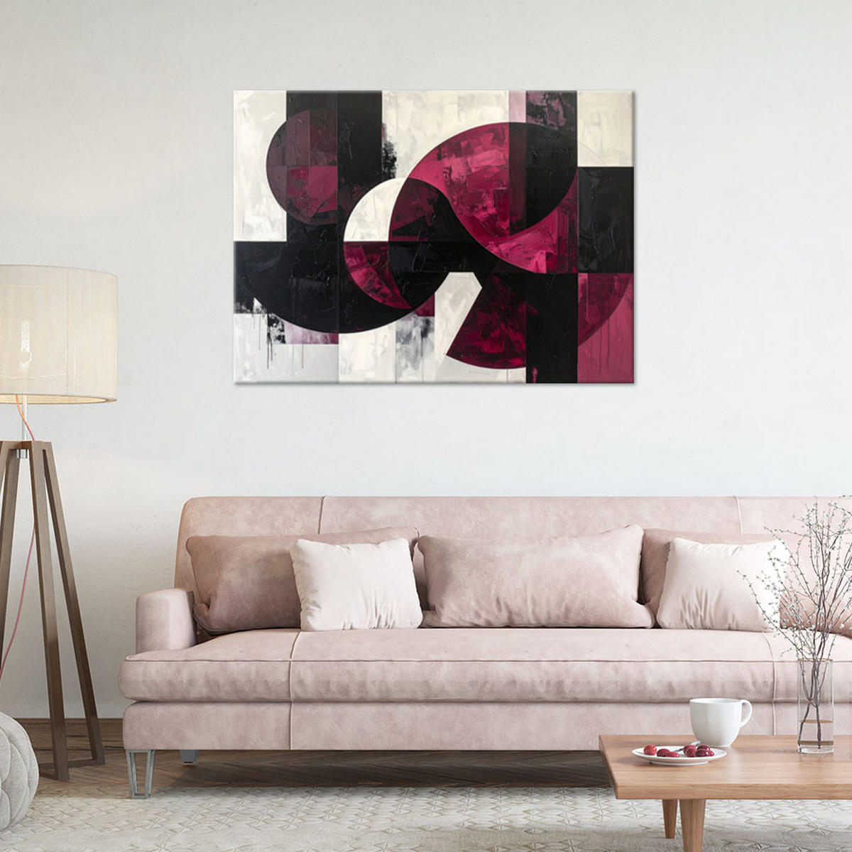 LEINWANDBILD 3D und geometrisch 120x80cm - Rot, Textil (120/80cm) - Feeby