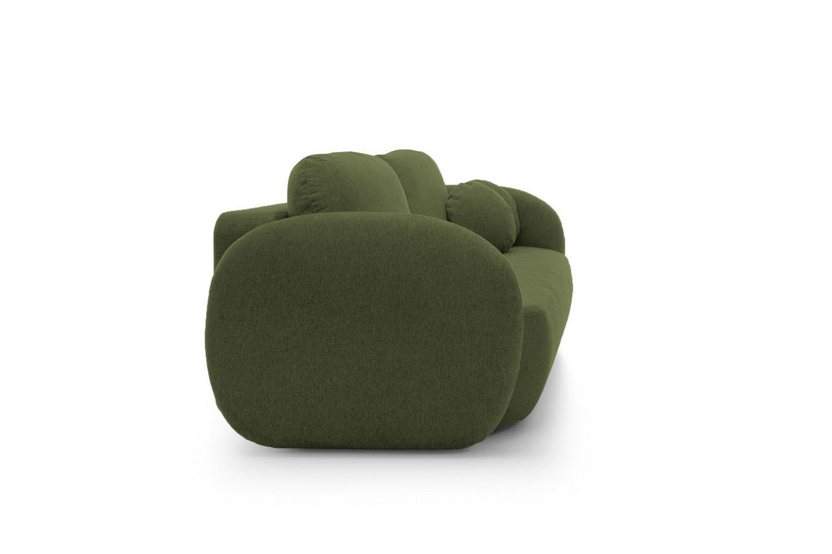 SOFA OLIO Mit Schlaffunktion Und Bettkasten, Bonell-Taschenfederung, Aragon-Stoff, lose Rückenkissen, freistehend, 238x101x86 cm Green - Grün, Holz/Textil (238/86/101cm) - DomoHome