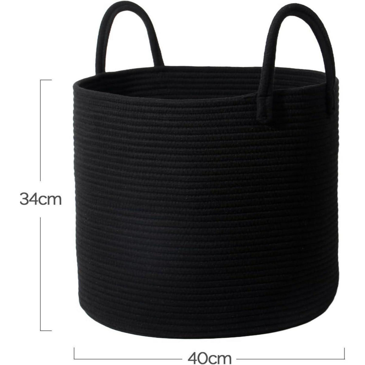 WÄSCHEKORB Baumwolle Schwarz 40 x 34 cm - Schwarz, Textil (40/34/40cm)