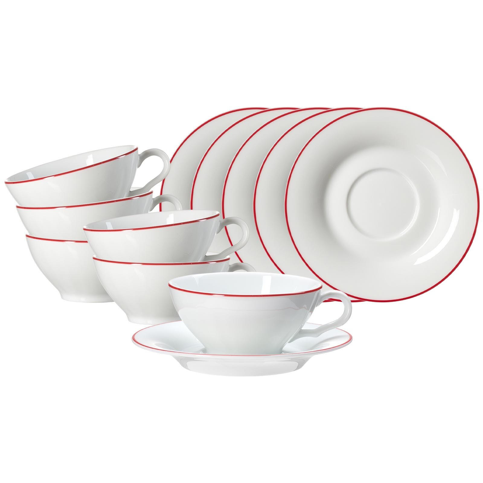 TEETASSEN MIT UNTERTASSEN Ostfriese Rot 100 ml 6er Set - Rot, Keramik (100L) - Ritzenhoff Breker