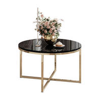 COUCHTISCH CIRI-X mit vergoldeter Basis - Goldfarben, Holzwerkstoff (70/70/45.6cm) - Lookway