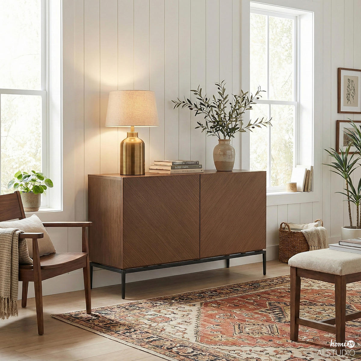 SIDEBOARD - Holzwerkstoff / Metall - Walnussfarben, Holzwerkstoff/Metall (120/75/40cm) - home24