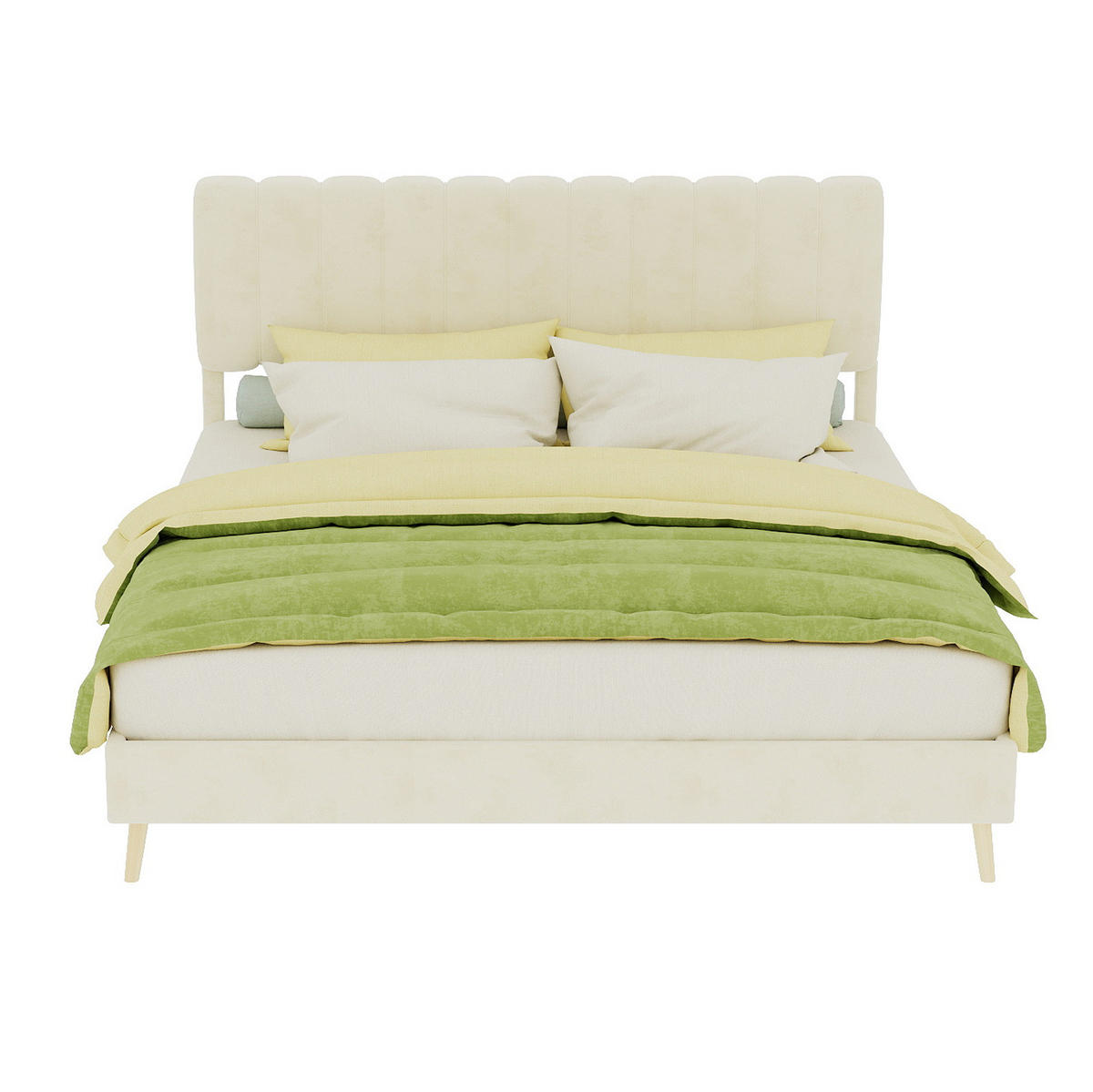 POLSTERBETT 160/200 cm mit hohem Kopfteil und Matratze, Beige - Beige, Textil (160/200cm) - Redom