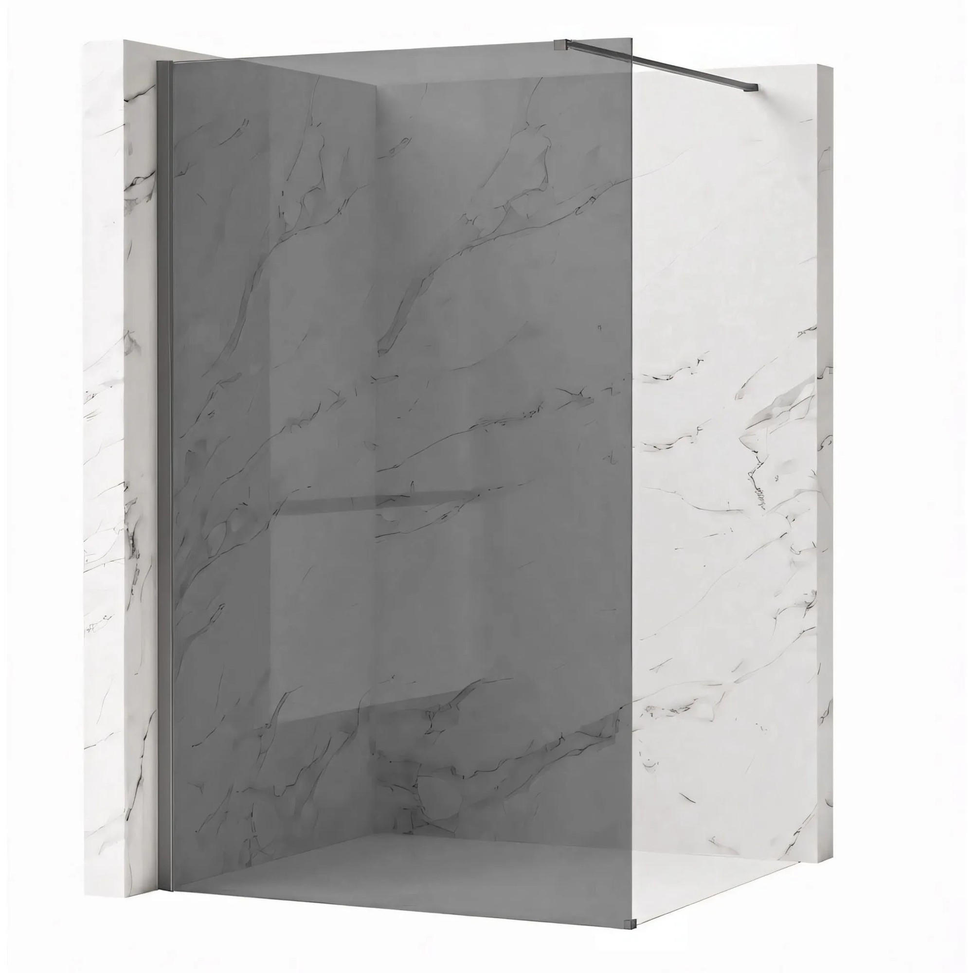 DUSCHWAND Rea Flexi Grey / Titan 140 - Titanfarben, Glas (120/140/195cm) - REA