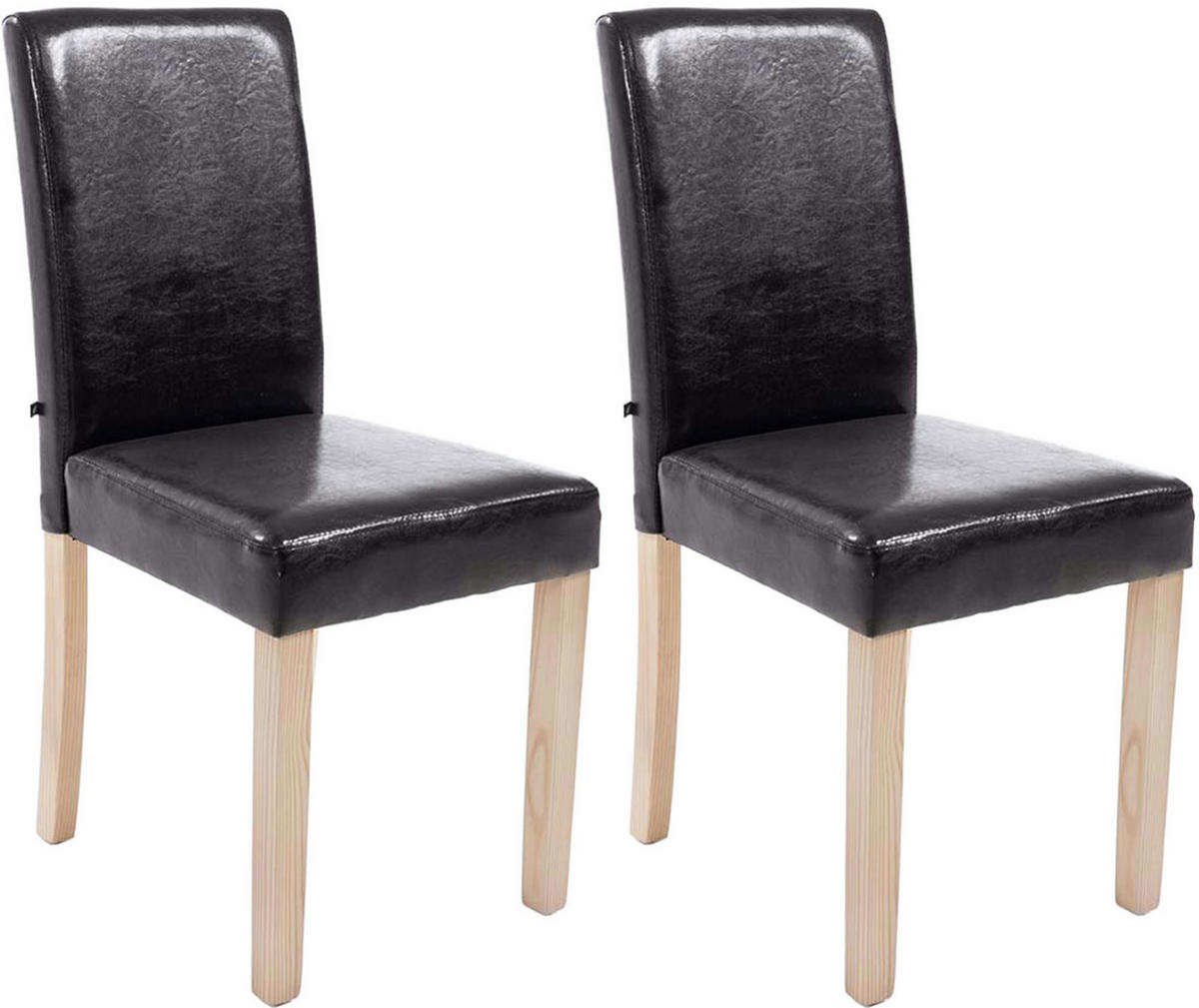 ESSZIMMERSTUHL Ines, 2er Set Kunstleder, Gestell Holz Natura Braun - Braun/Naturfarben, Holz/Textil (41/91/47cm) - TPFLiving