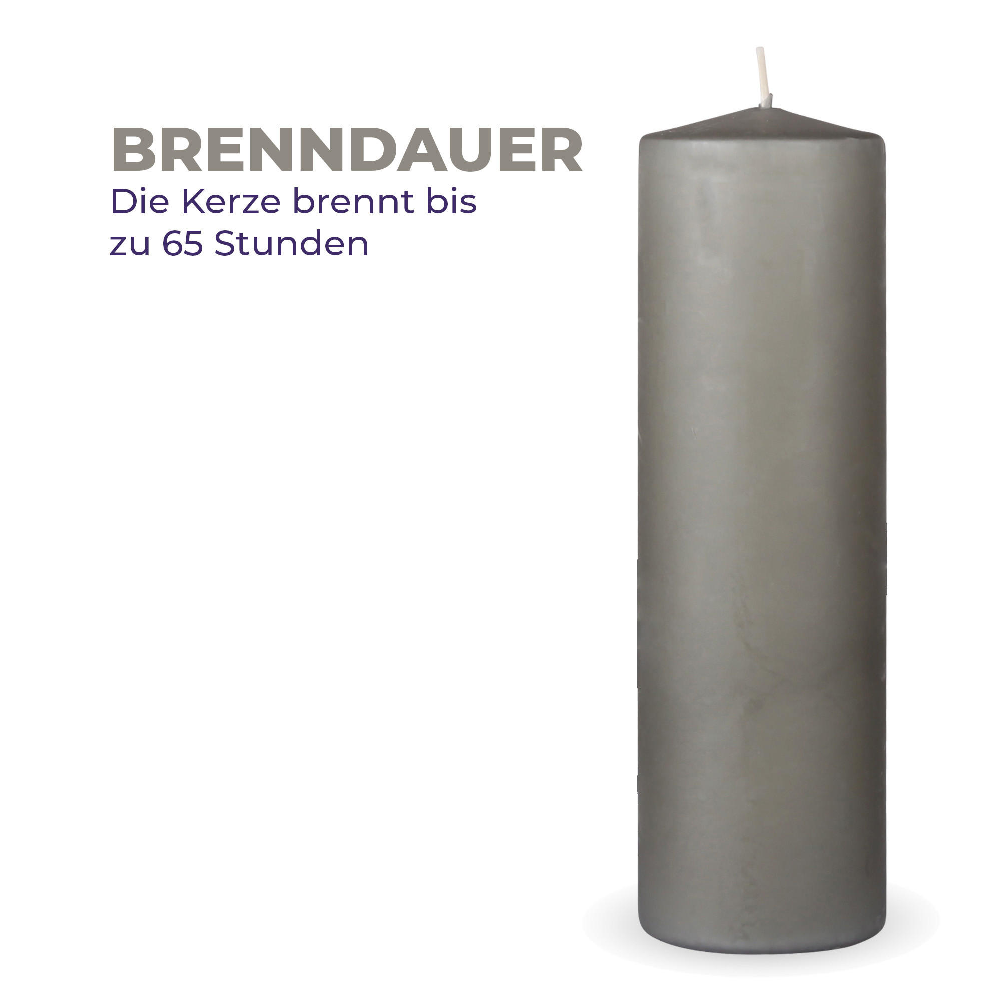 STUMPENKERZEN "Hellgrau", Größe Ø7cm x Höhe: 20 cm - Hellgrau, Naturmaterialien (7/20cm) - HS Candle