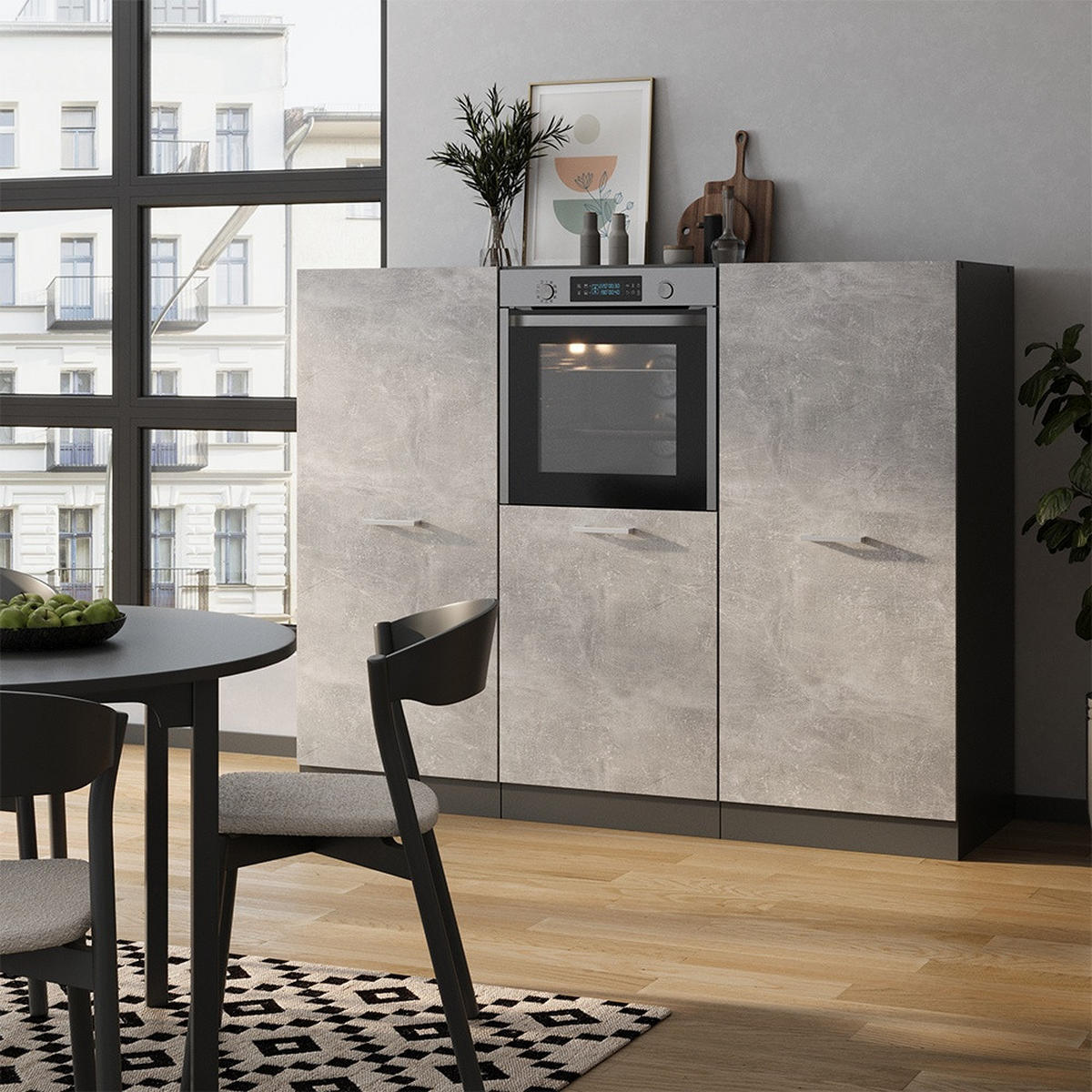 KUHINJSKI BLOK R-Line Beton/antracit 180 cm brez delovne plošče - siva/antracit, leseni material (180/143/46cm) - Vicco