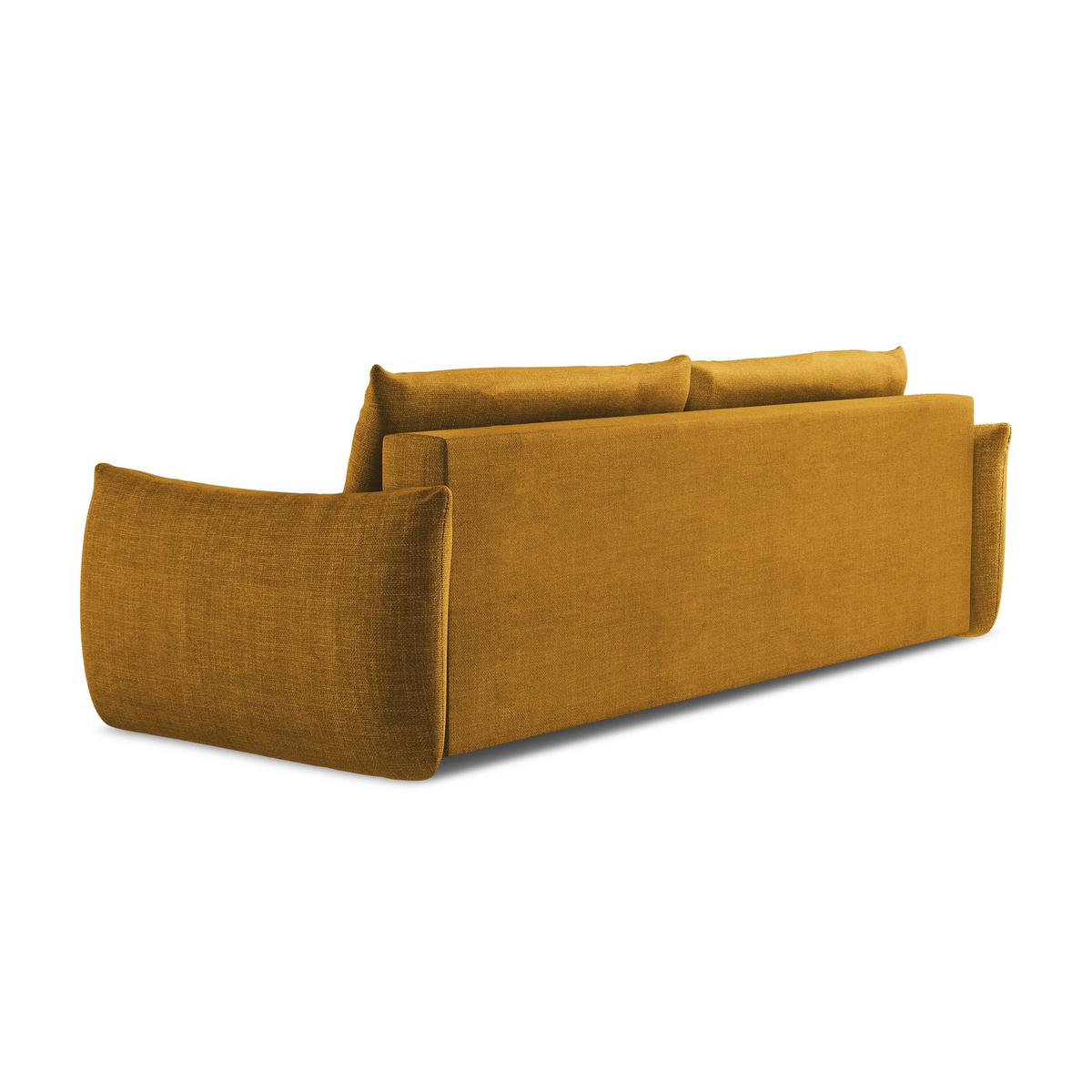 3-SITZER SOFA mit Schlaffunktion Strukturstoff Gelb - Currygelb/Schwarz, Holzwerkstoff/Kunststoff (230/90/105cm) - LaMiaSofa