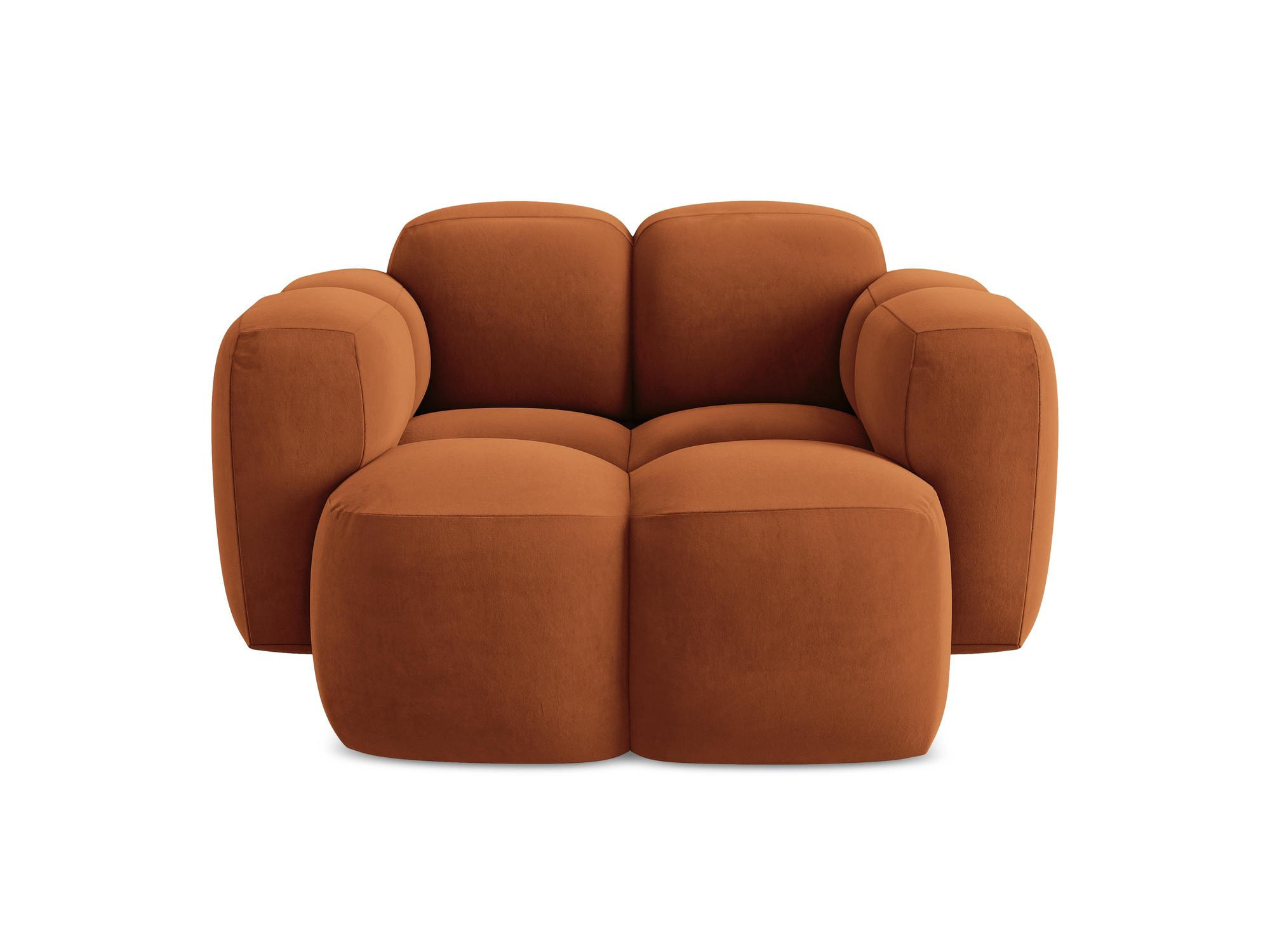 SESSEL Samt Stoff Orange - Terra cotta/Schwarz, Holzwerkstoff/Kunststoff (120/72/115cm) - Makamii
