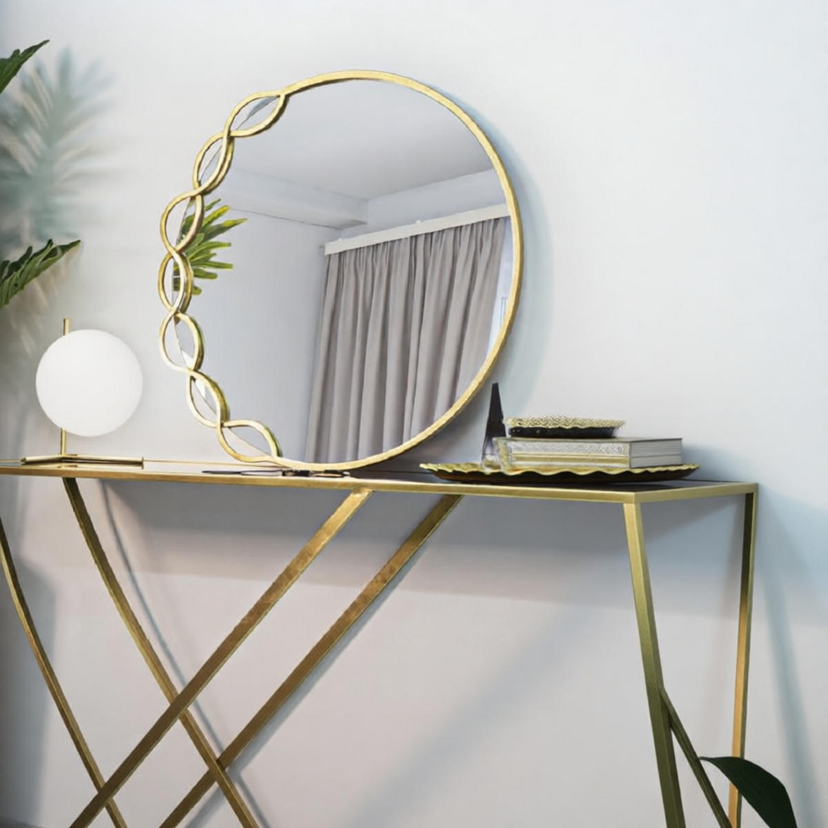 WANDSPIEGEL Eleonor, goldfarben, Eisen, Spiegelglas und MDF, 73,5 x 2 x 72 cm - Goldfarben, Glas/Holzwerkstoff (73.5/72/2cm) - Mauro Ferretti