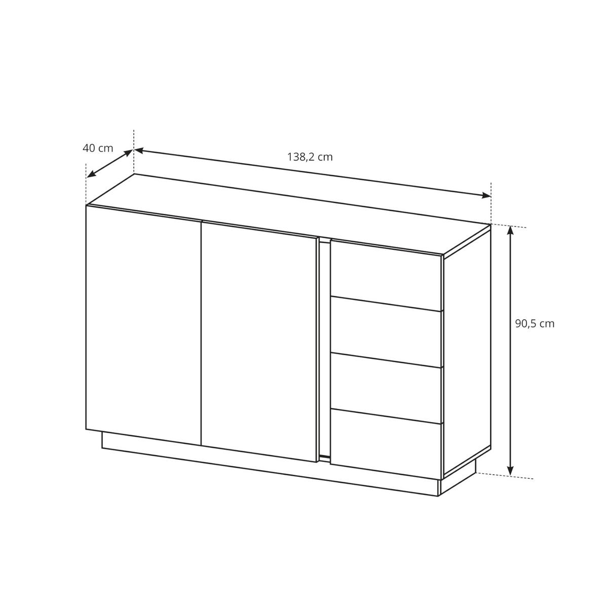 SIDEBOARD ANDEBU KOM3 ABS-Kante Weiß Weiß - Weiß, Glas/Holzwerkstoff (138/91/40cm) - Komodee