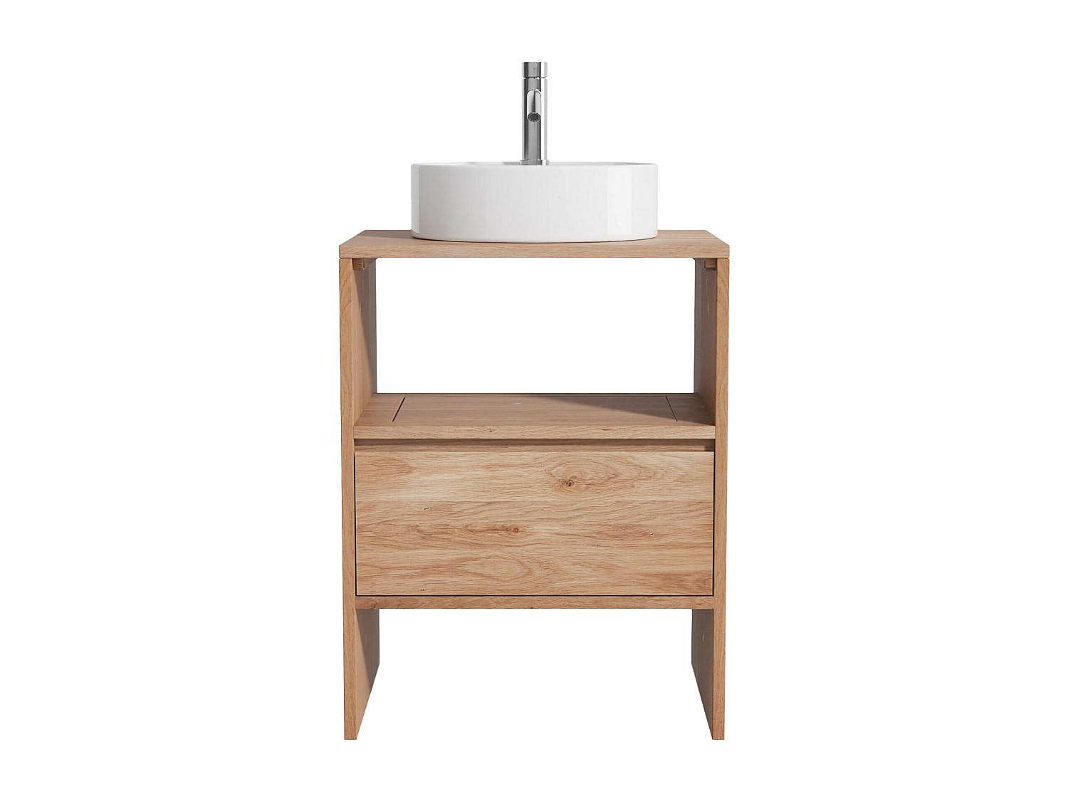 EINZELWASCHTISCH - 60 cm x 50 cm - Holz, Platte - Naturfarben Hell - CAVIZO - Naturfarben, Holz (60/78/50cm) - Vente-Unique