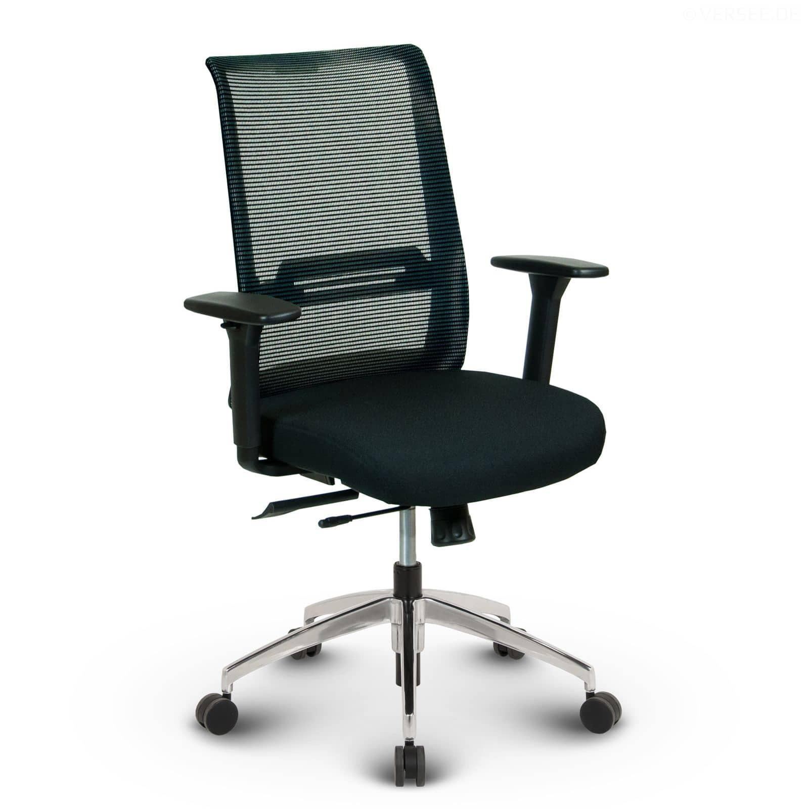 BÜROSTUHL Tanda Stoff/Mesh Schwarz - ergonomisch, 150 kg belastbar, Sitzhöhe 49-61cm - Schwarz, Kunststoff/Textil (65/102/68cm) - Versee