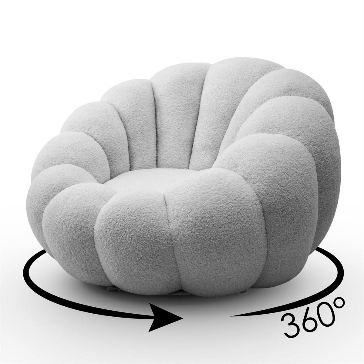 DREHSESSEL FLUFFY mit Fußstütze - Grau, Textil (95/60/95cm) - Lookway