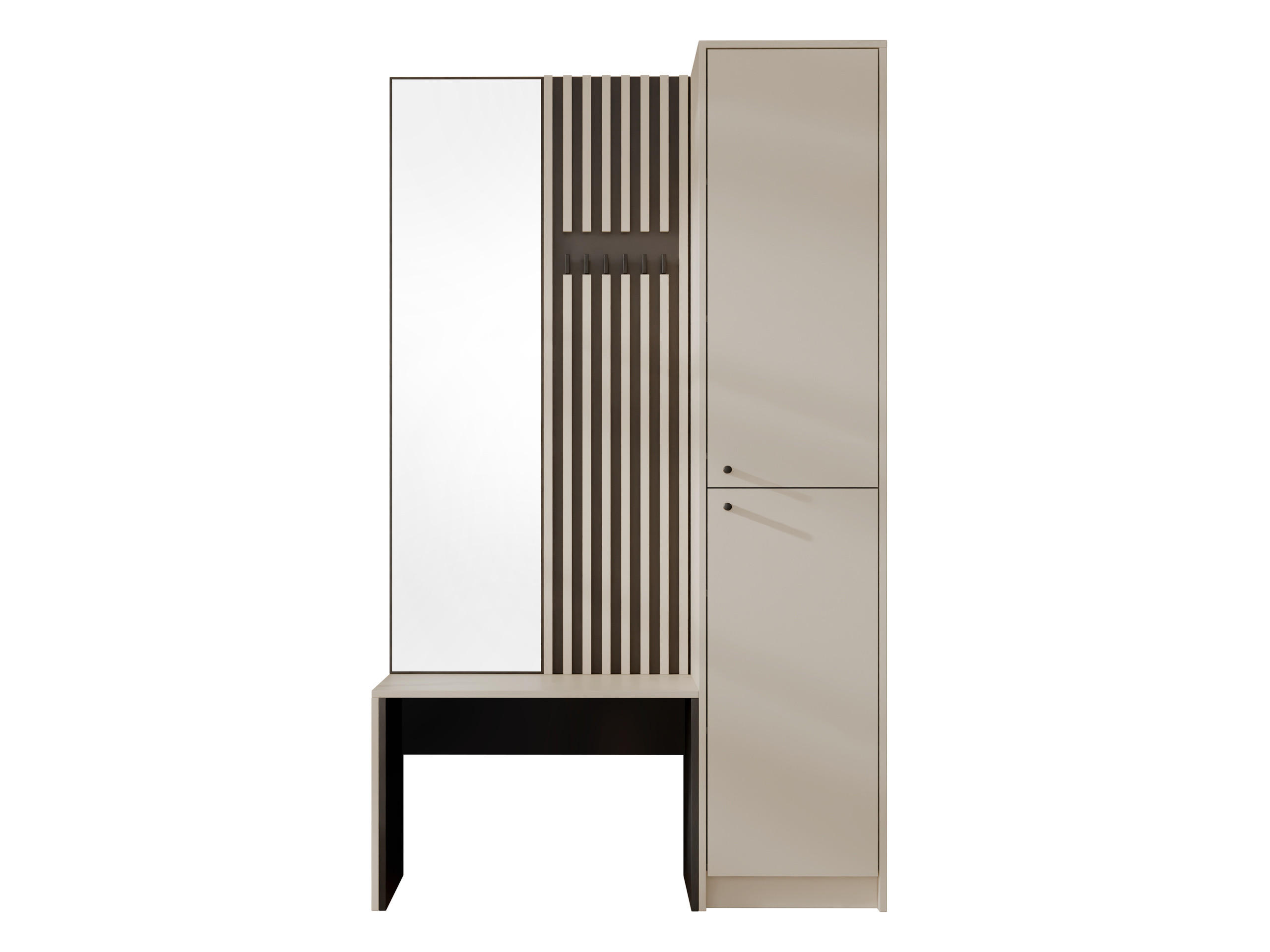 GARDEROBE-SET Ancerta - Sandfarben/Schwarz, Holzwerkstoff/Kunststoff (115/190/41cm) - MIRJAN24