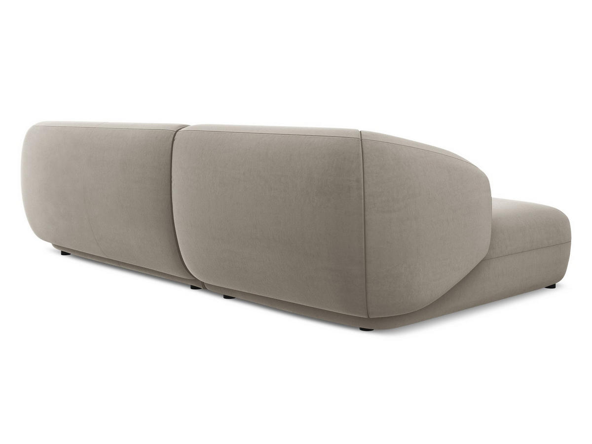 ECKSOFA Links Samt Stoff Grau - Taupe/Schwarz, Kunststoff/Textil (156/280cm) - Makamii