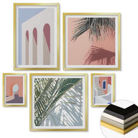 WANDBILDER 5er Set - 50x50 cm & 20x30 cm & 40x60 cm Goldrahmen - Illustrationen der Stadtarchitektur - Goldfarben, Kunststoff (40/60cm) - ArtPrintCave