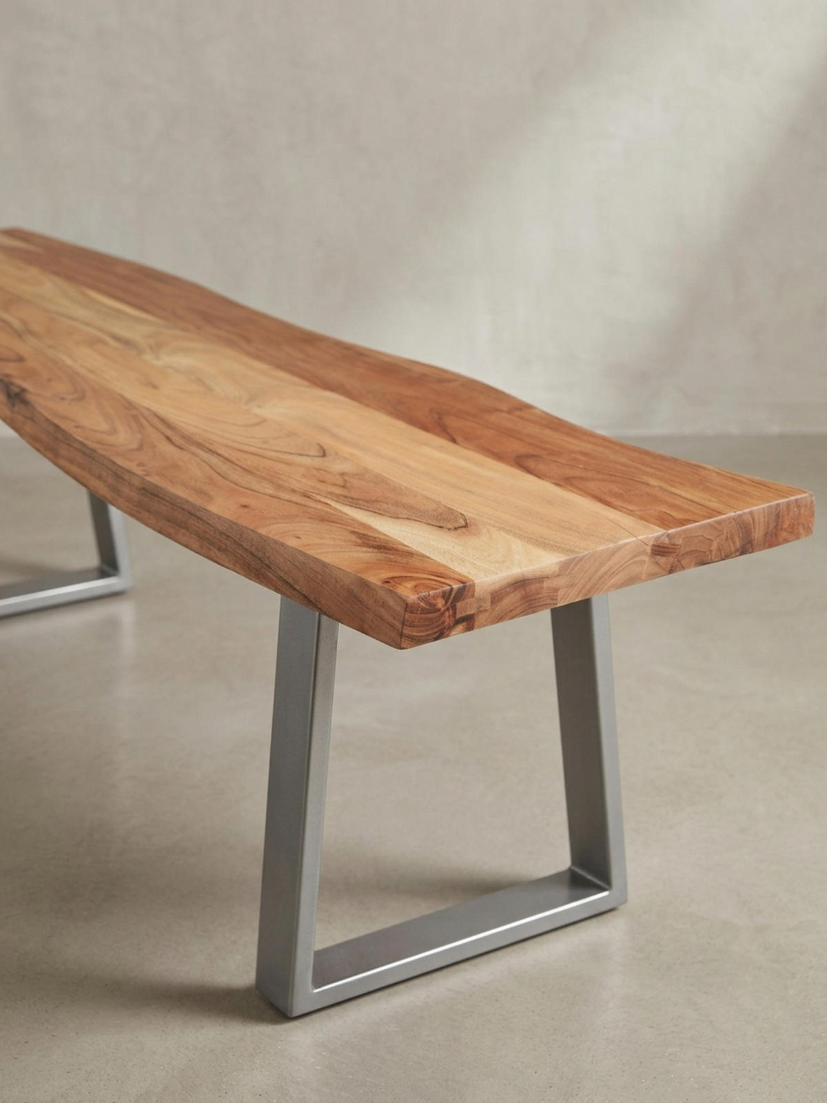 ESSZIMMERBANK Massivholz Metall Baumkante Chromgestell, Akazie 180x40x46 cm - Silberfarben/Braun, Holz/Metall (180/46/40cm) - KADIMA DESIGN