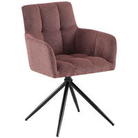 ARMLEHNENSTUHL Stoff Rubinrot - Rot/Schwarz, Textil/Metall (59/87/59cm) - CLP