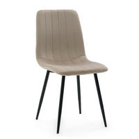 STUHL GELA gepolstert mit Steppung - dunkelbeige - Samt Velours - Schwarz/Braun, Textil/Metall (45/89/53cm) - NEW HOME