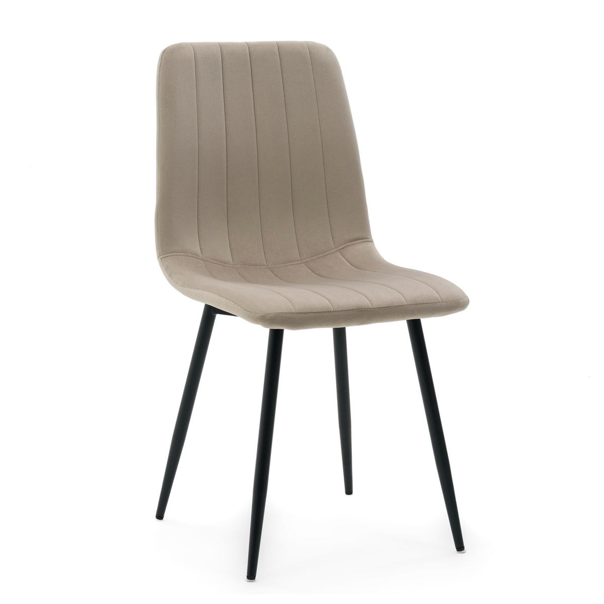 STUHL GELA gepolstert mit Steppung - dunkelbeige - Samt Velours - Schwarz/Braun, Textil/Metall (45/89/53cm) - NEW HOME