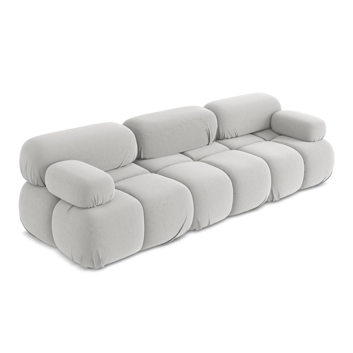 3-SITZER SOFA Samt Stoff Grau - Silberfarben/Schwarz, Kunststoff/Textil (285/70/96cm) - LaMiaSofa