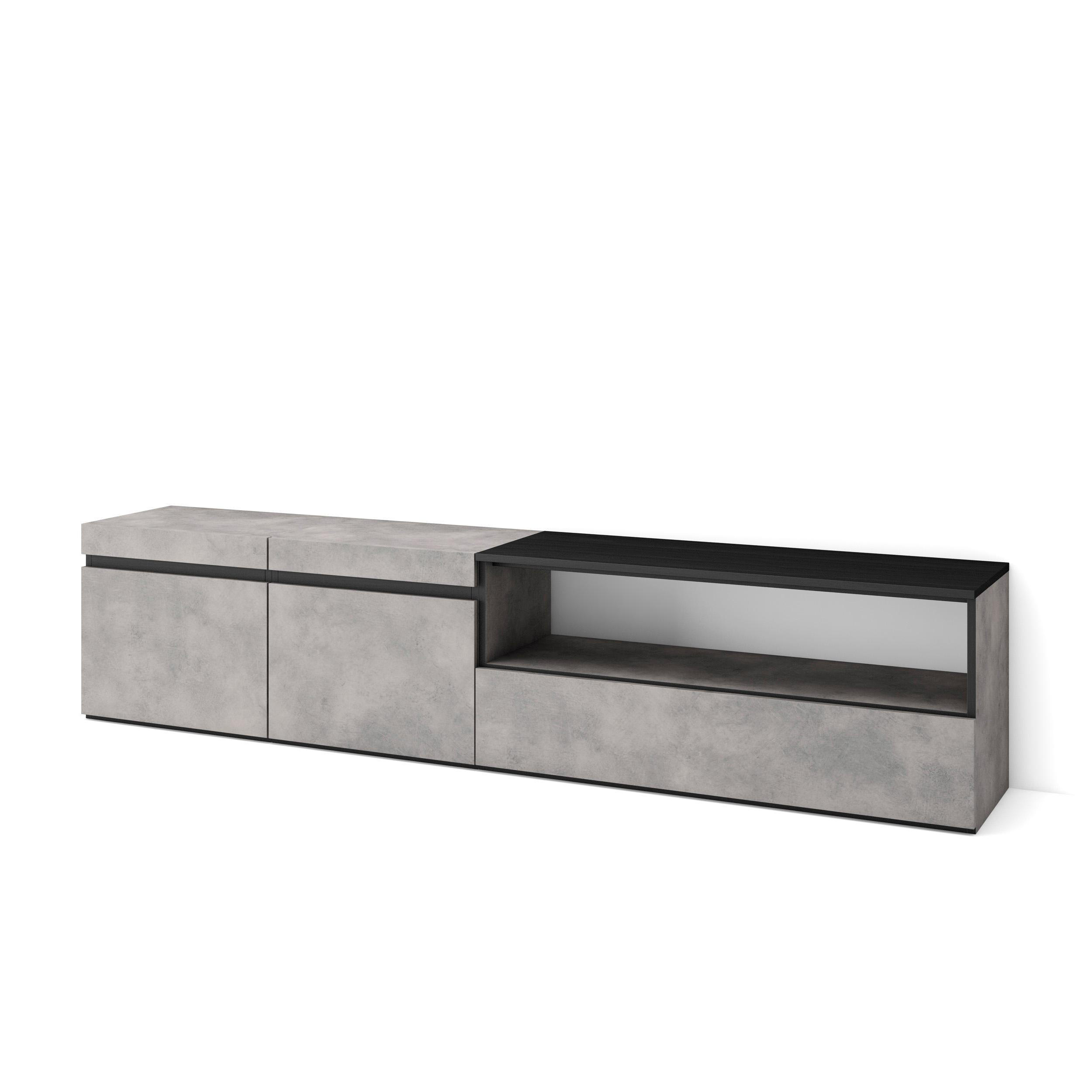 Skraut Home Lowboard, Grau, Hellgrau 200x45x35 cm