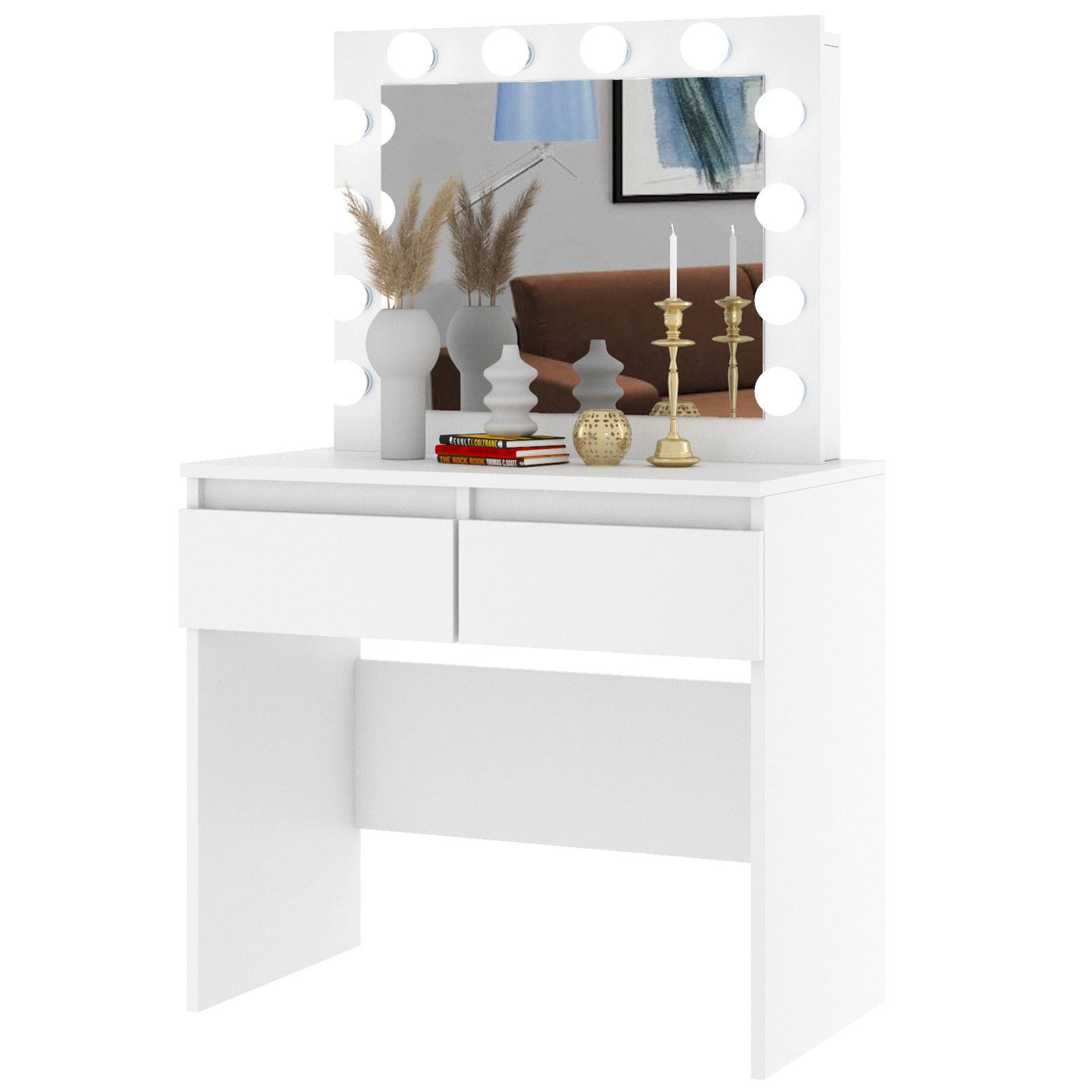 SCHMINKTISCH LU01+b3 weiss - Weiß, Holzwerkstoff (80/145/50cm) - roe furniture