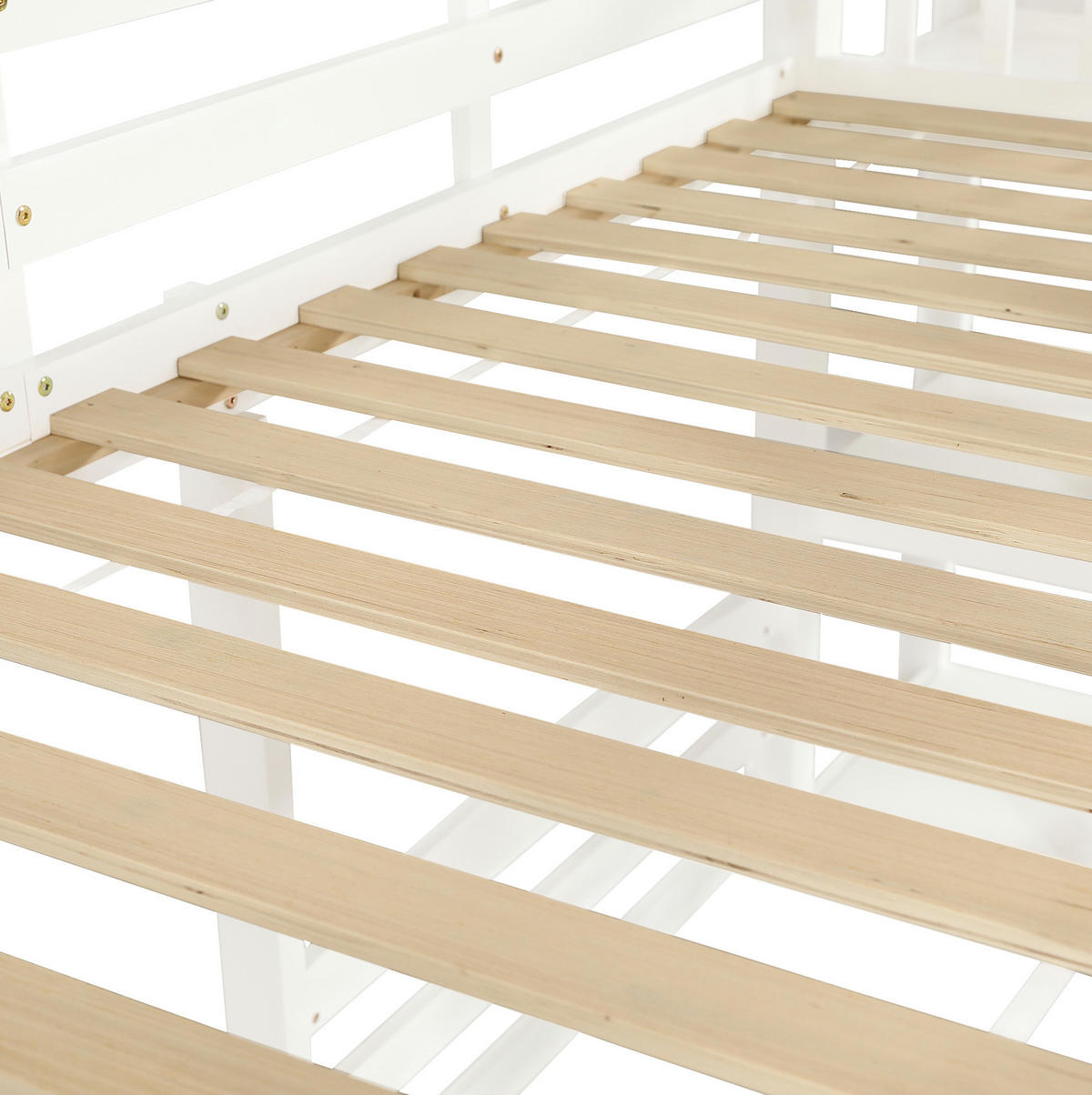 ETAGENBETT 90/200 cm in Weiß mit Rutsche und Dachdesign - Weiß, Holz (90/200cm) - OKMYHOME