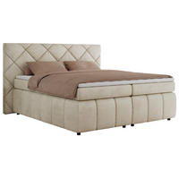BOXBETT RITA 160/200 - Beige Velvet - H3 - Beige, Holz/Textil (160/200cm)