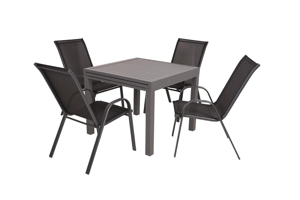 GARTEN-SITZGRUPPE Irma 5-teilig Gartenmöbel-Set - Schwarz, Kunststoff - DELUKE