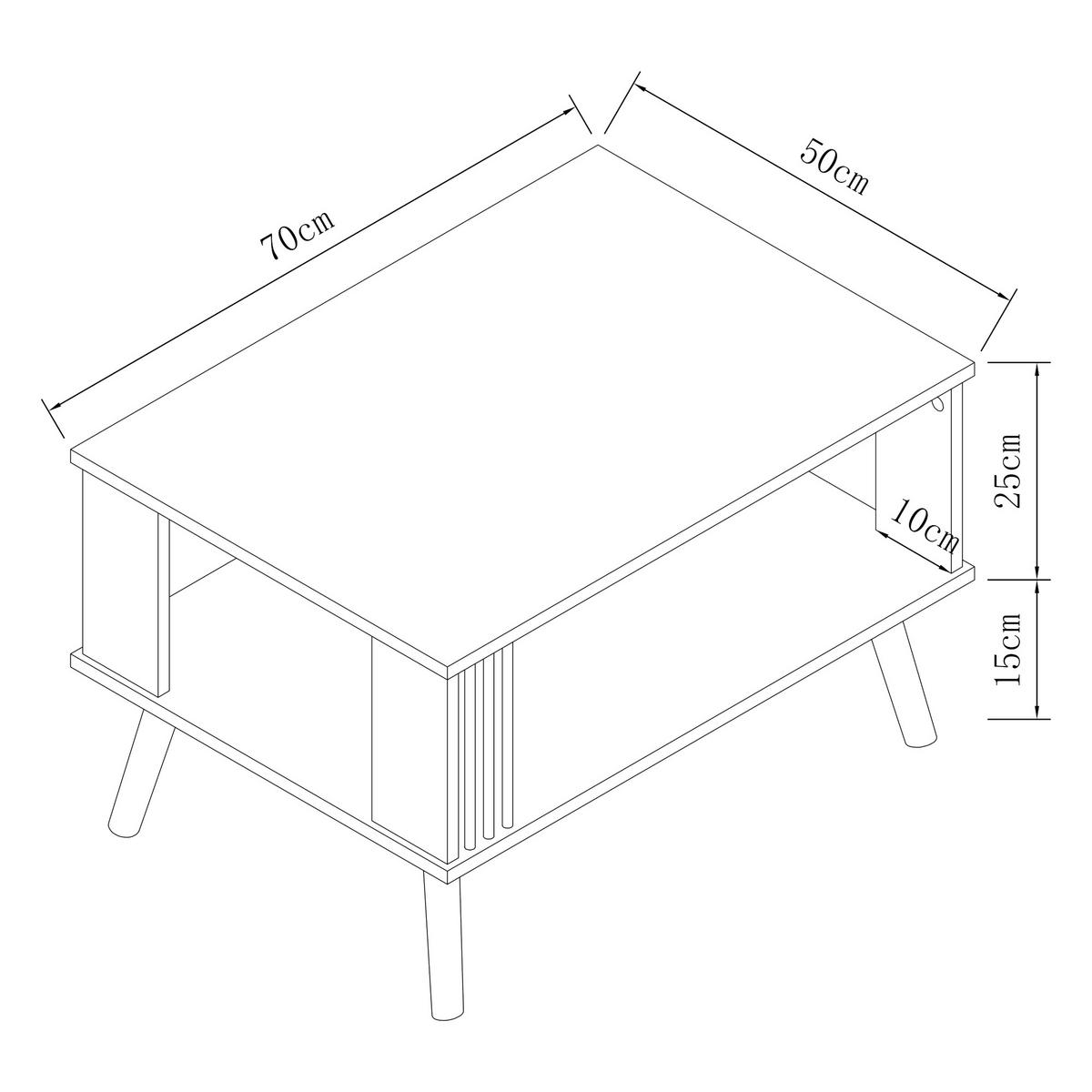 COUCHTISCH Århus 40/70/50 cm - Eichefarben/Weiß, Holzwerkstoff/Kunststoff (50/70/40cm) - [en.casa]