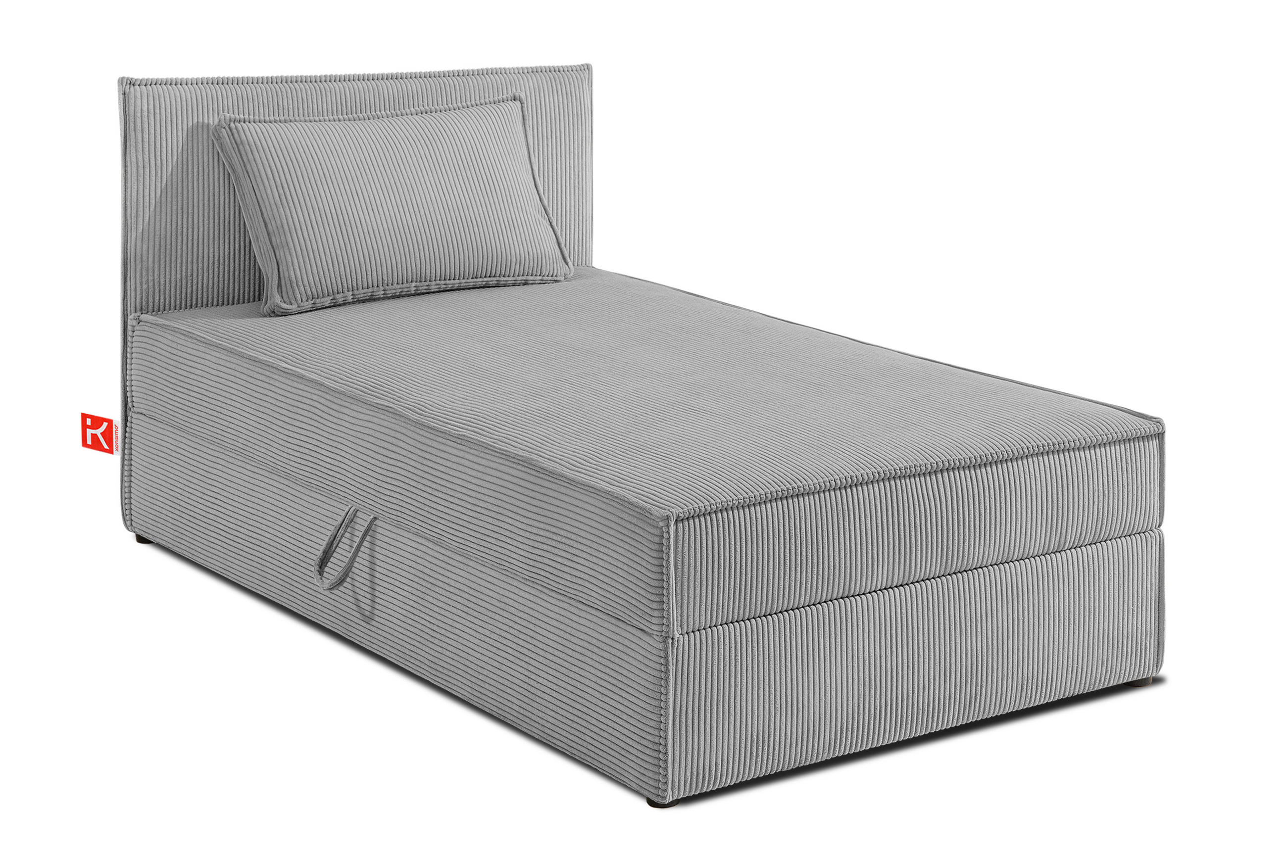 BOXSPRINGBETT ROTI Einzelbett, hellgrau - Hellgrau/Schwarz, Holz/Holzwerkstoff (80/200cm) - KONSIMO®
