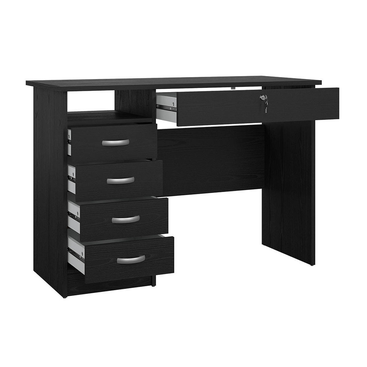 SCHREIBTISCH, FunctionPlus, Schwarz, Holzwerkstoff, 110 x 49 x 76 cm - Schwarz, Holzwerkstoff (49/110/76cm) - ebuy24