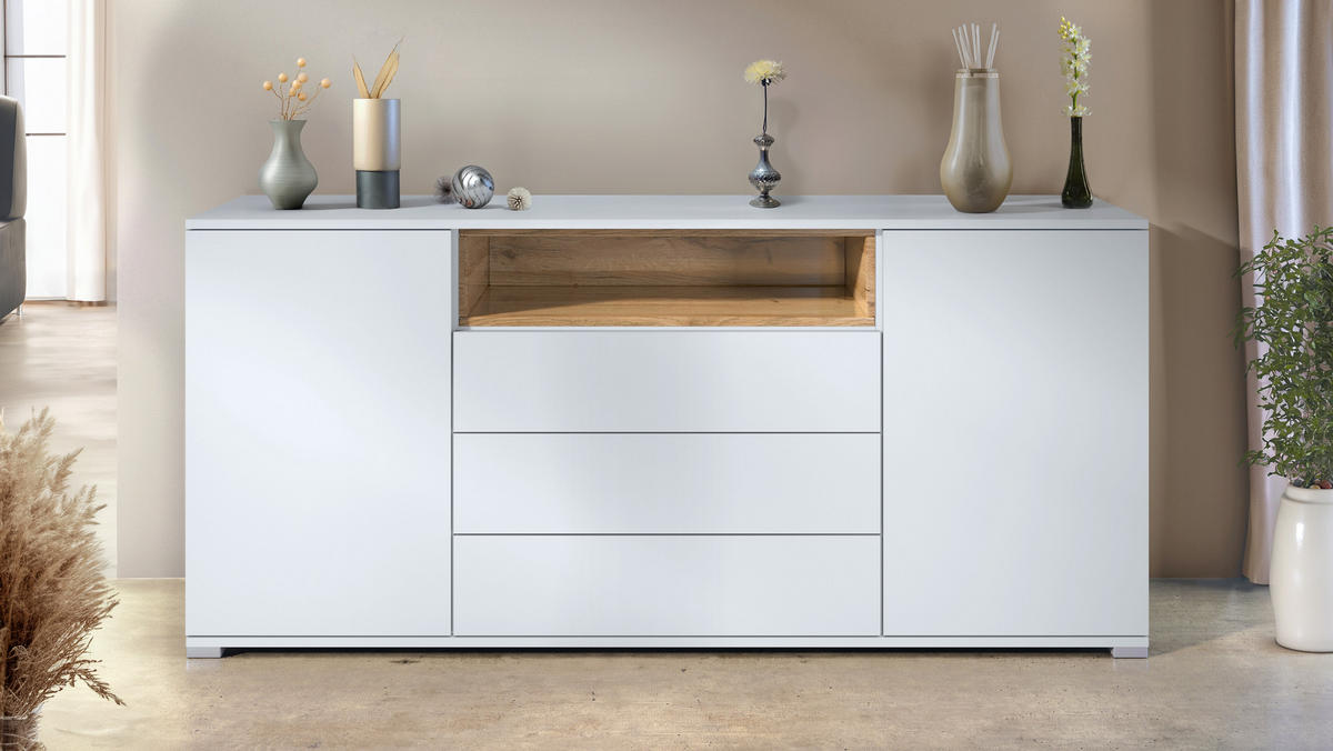 SIDEBOARD Skadu Eiche Natur - Eichefarben, Holzwerkstoff (166.5/75.5/35cm) - Vladon