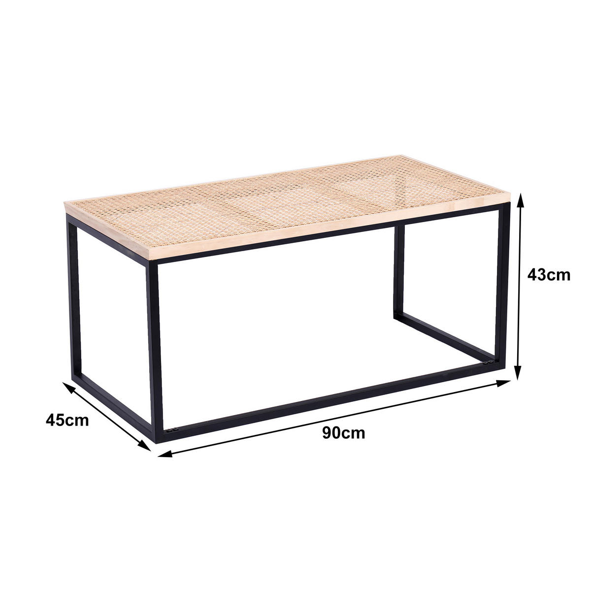 COUCHTISCH Rechteckig Schwarz 90 x 45 x 43 cm - Schwarz, Holz (45/90/43cm) - Nordlys