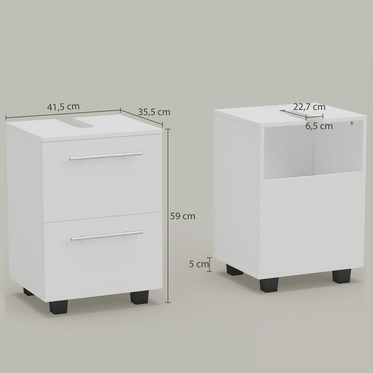 HÄNGESCHRANK Weiß 1 Stück - Weiß, Kunststoff (41.5/59/35.5cm) - GiPP