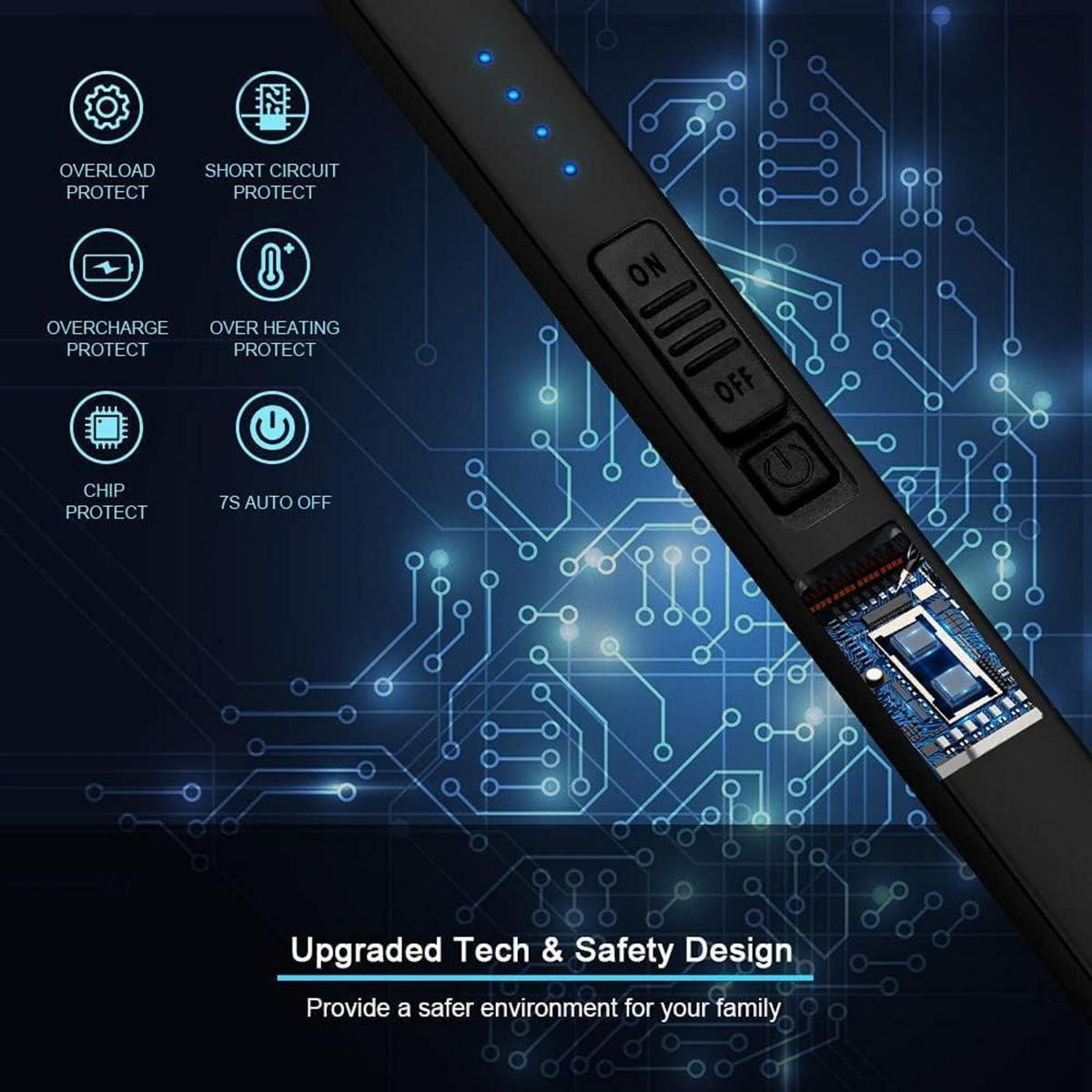 ELEKTRISCHES Feuerzeug Lichtbogen Schwarz USB Wiederaufladbar Winddicht mit Sicherheitsschloss - Schwarz, Kunststoff (1.5/1.5/12cm)