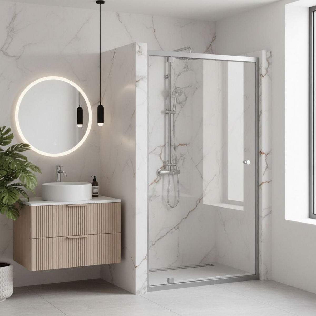 DUSCHTÜR Rea Primo Swing 90 Chrome - Chromfarben, Metall (0.6/190cm) - REA