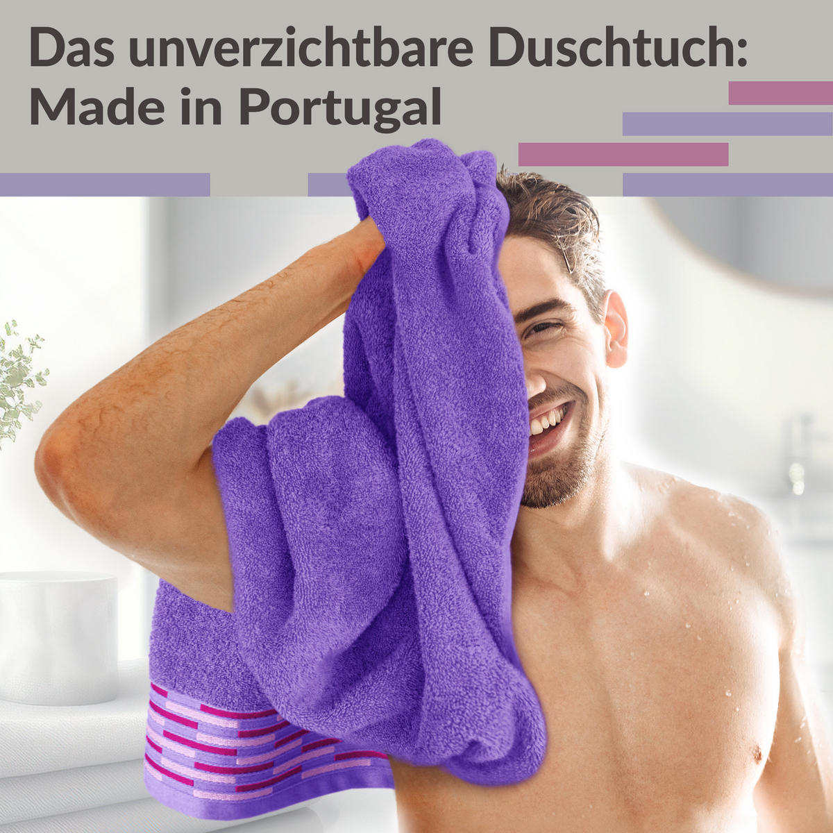 DUSCHTUCH Lugano Lila 2er 70x140 cm - Lila, Textil (70/140cm) - Lashuma