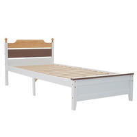 BETT 90/200 cm Weiß aus Kiefer und MDF mit Kontrastdesign - Weiß, Holz (90/200cm) - Flora Grace