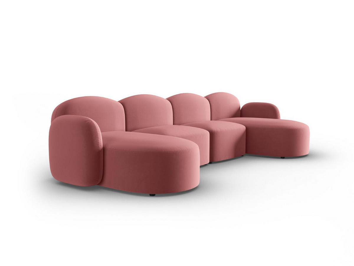 PANORAMASOFA Blair aus Samt lachs 6 Sitzplätze - Pink, Textil (155/80/350cm) - Micadoni