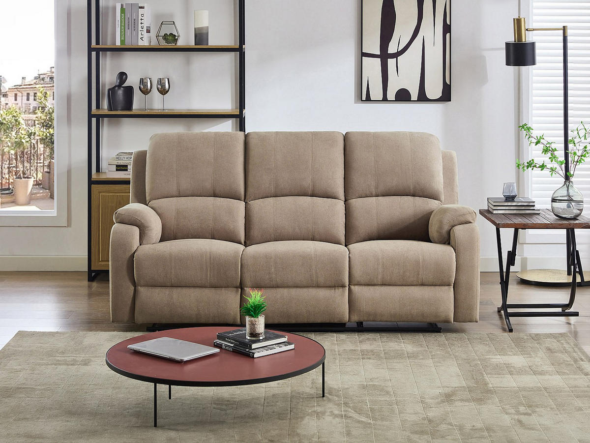 RELAXSOFA - 3 Personen - stoff - taupe Brody - Taupe, Textil (202/99/98cm) - Vente-Unique