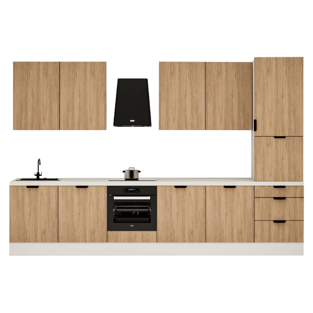 KÜCHENZEILE 360 cm - Sorento KS8-M360 - in Sonoma Eiche / Weiß - Weiß/Sonoma Eiche, Holz (360/247/52cm)