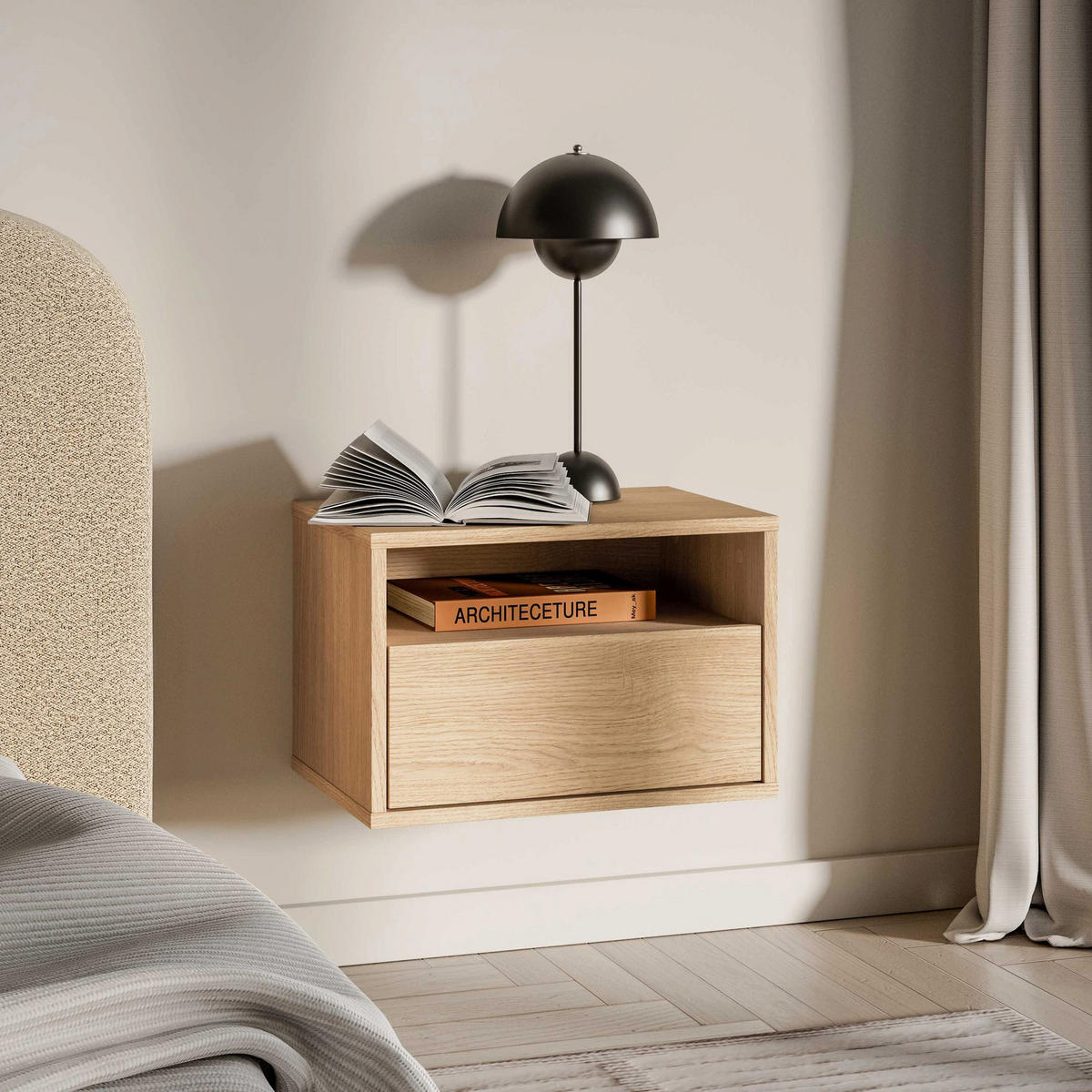 NACHTTISCH HEGGERS Eiche Mavelie 45 cm - Eichefarben/Beige, Holzwerkstoff (45/30/33cm) - Selsey