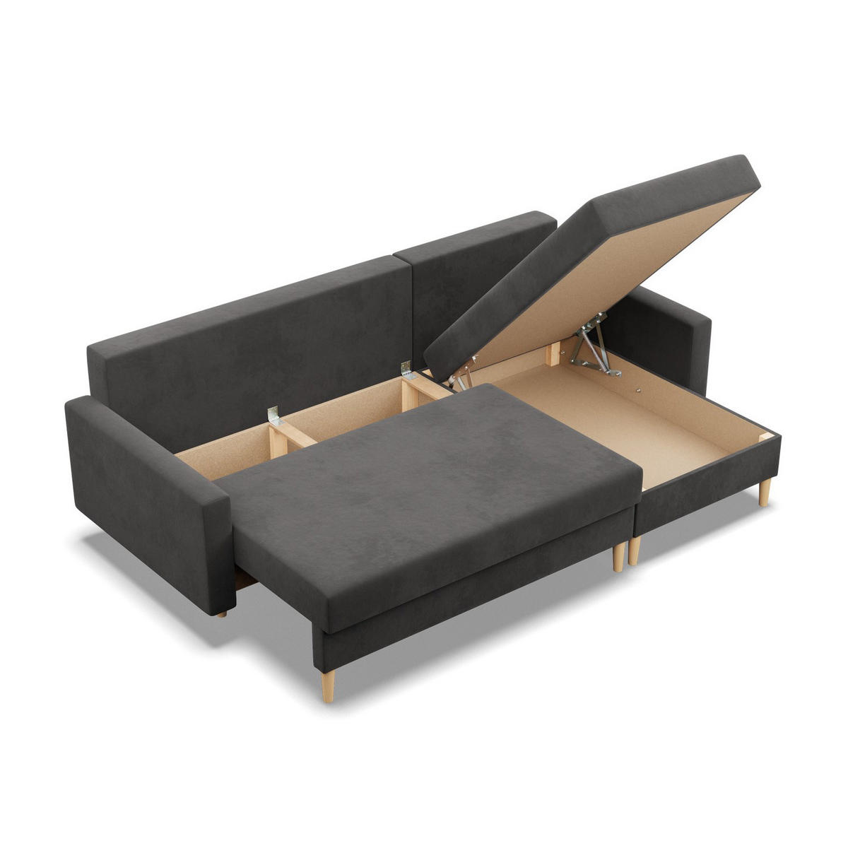 ECKSOFA MIT SCHLAFFUNKTION BLANK, Grau - Grau, Textil (223/140cm) - Mebligo